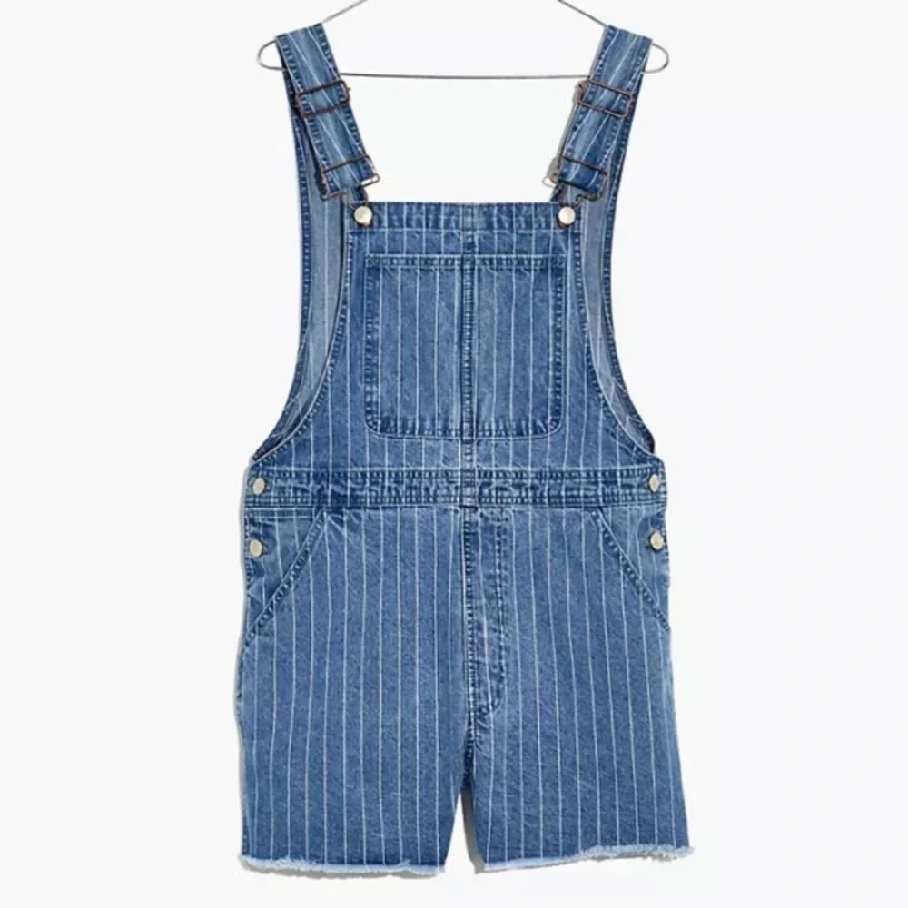 Madewell Pinyon Short Overalls in Pinstripes - Picture 5 of 6